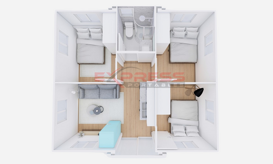 20ft Expandable Container Home - 3 Bed - B