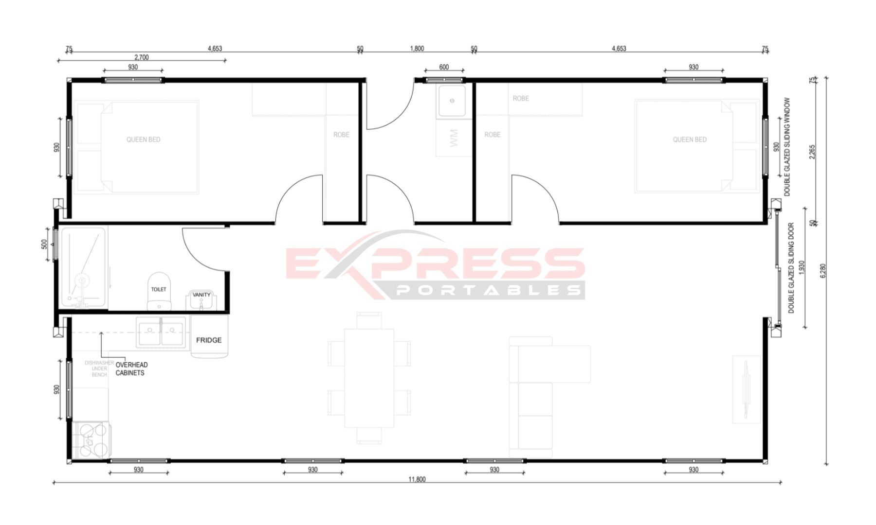 40ft Expandable Container Home 2 Bed with Laundry Room Express