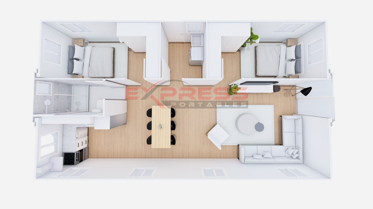 40ft Expandable Container Home - 2 Bed & Laundry