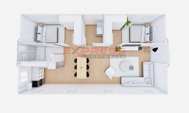 40ft Expandable Container Home - 2 Bed & Laundry