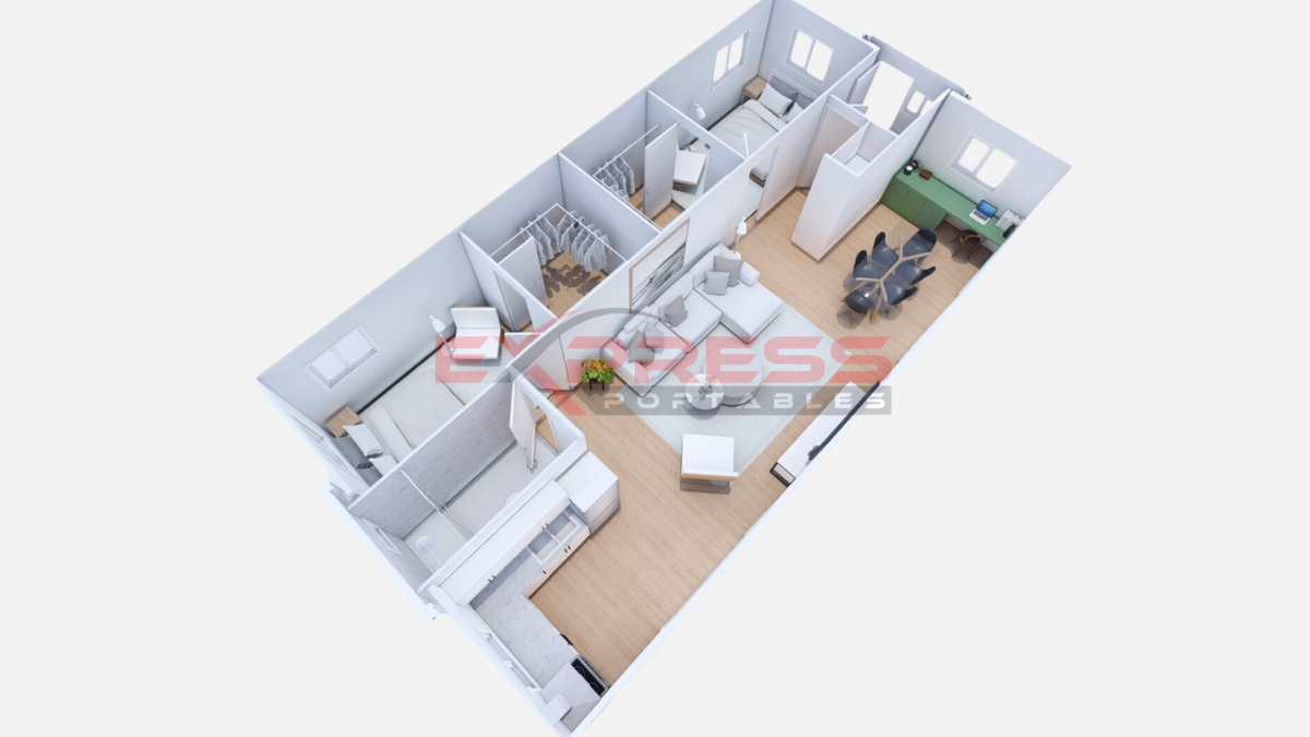 40ft Expander Pitched Roof - 2 Bed & 2 Walk in Wardrobes