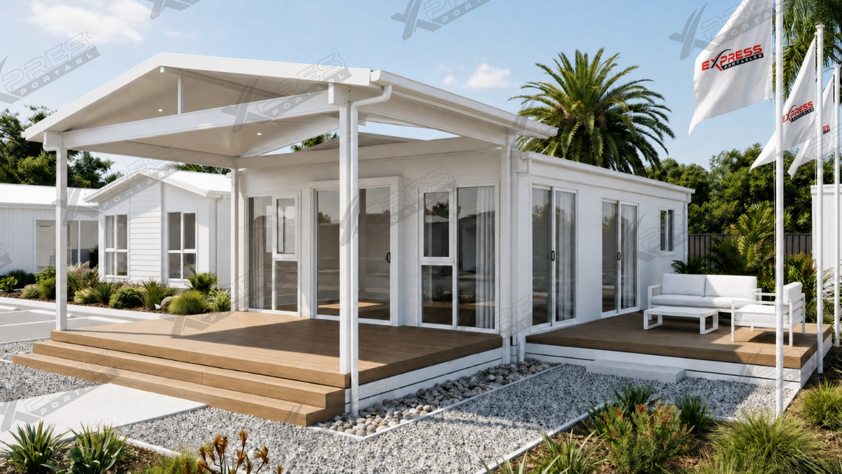 40ft Expander Showroom 2 Bed - Pitched Roof